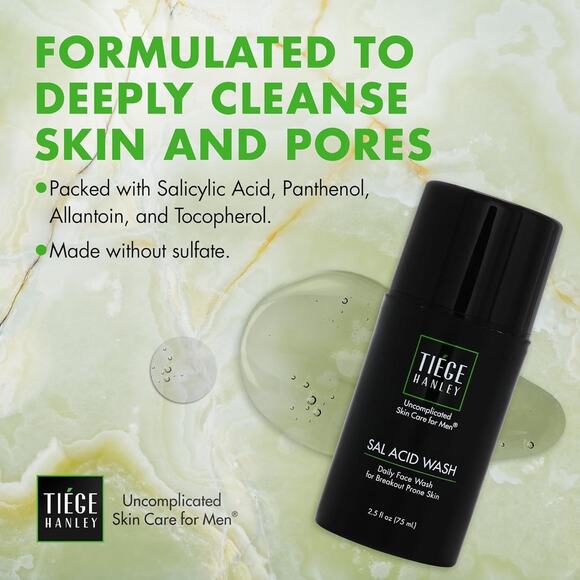 Tiege Hanley Salicylic Acid Cleanser for Men - Gentle & Deep Cleansing Face Wash - Picture 4 of 7